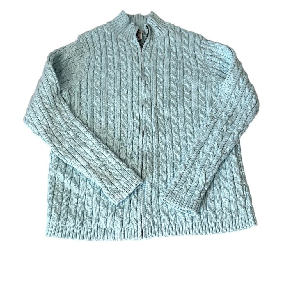 EUC L.L. Bean 100% Cotton Mint Fisherman Sweater Women's XL